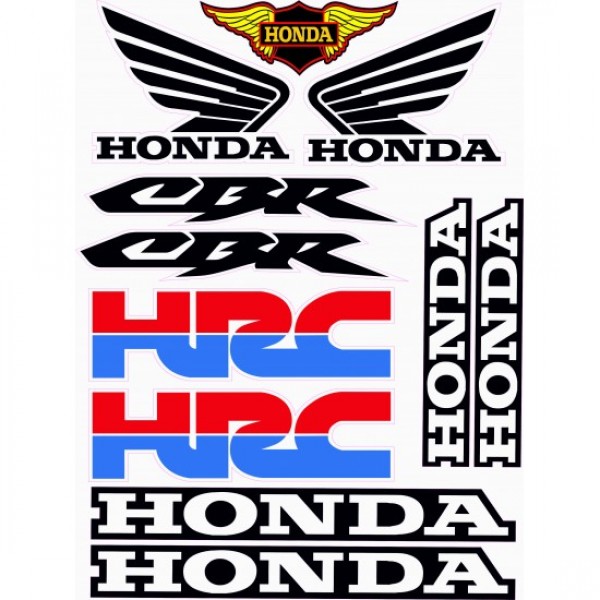 honda cbr sticker etiket seti siyah hrc a4 boy