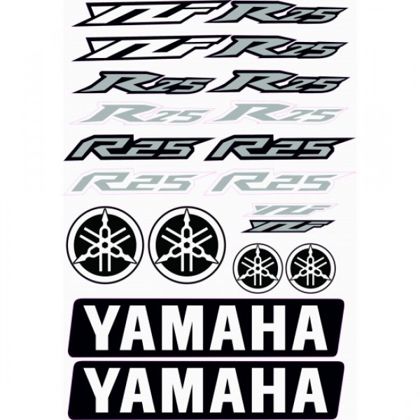 yamaha r 25 sticker etiket a4 boy gri