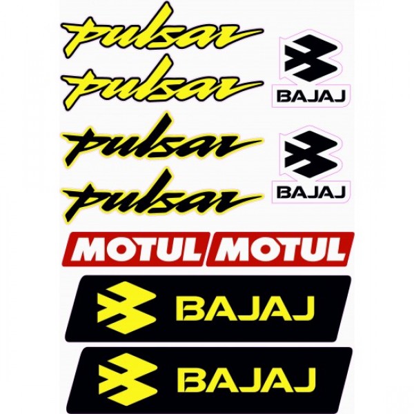 bajaj pulsar etiket sticker seti  sarı