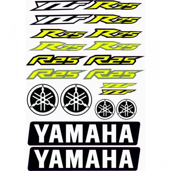 yamaha r 25 sticker etiket a4 boy sarı